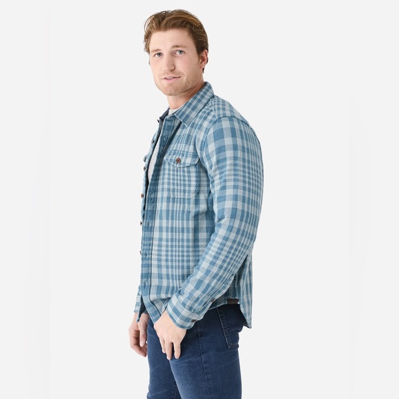 NWT Outerknown Blanket Shirt in Adriatic Lucent Plaid size Medium - Picture 6 of 11